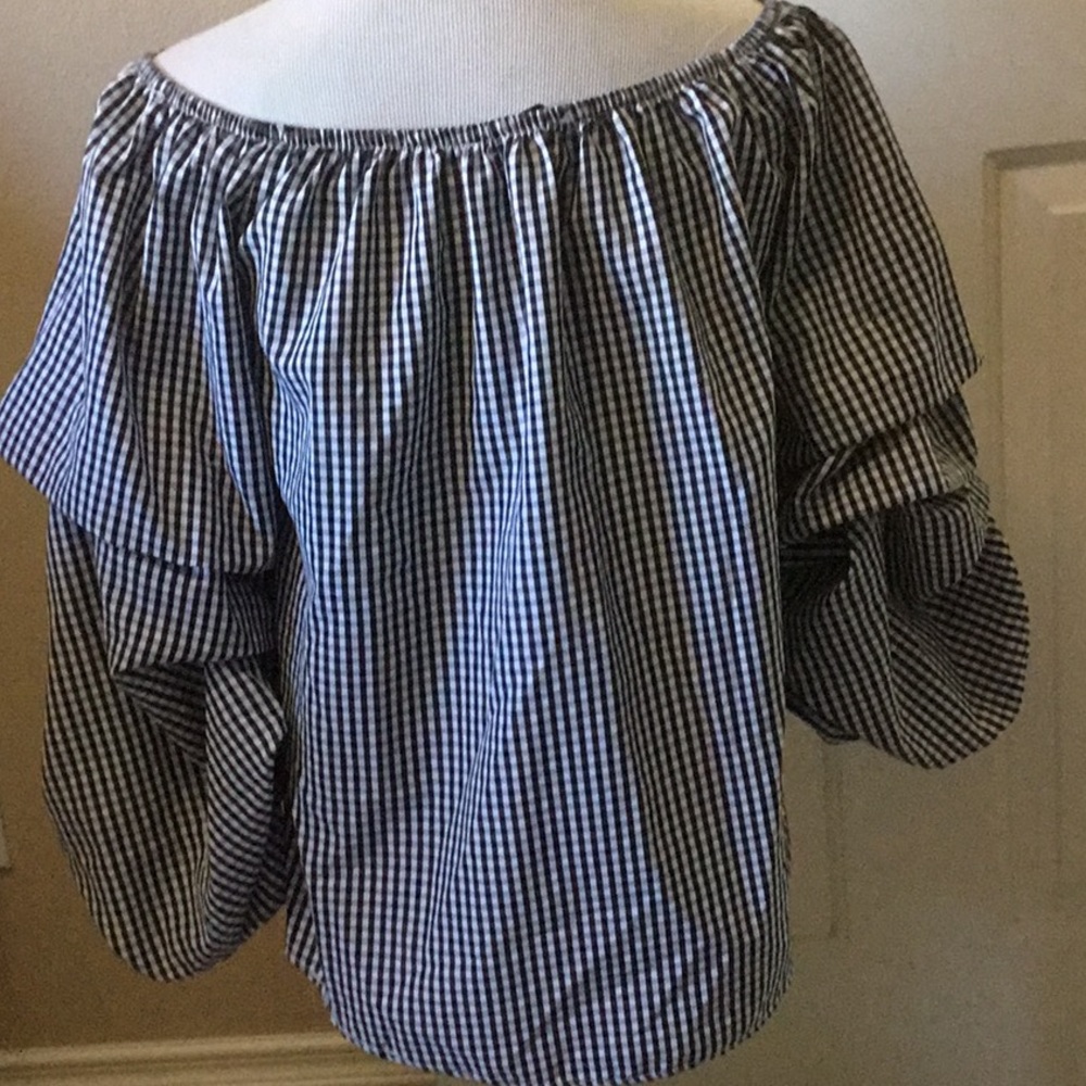Kontro L Contemporary Large black white check top - Picture 3 of 6